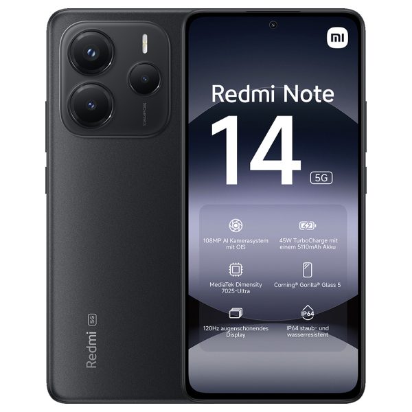 Redmi Note 14 - Mobiltelefon - 256 GB - Midnight Black - Magenta Edition