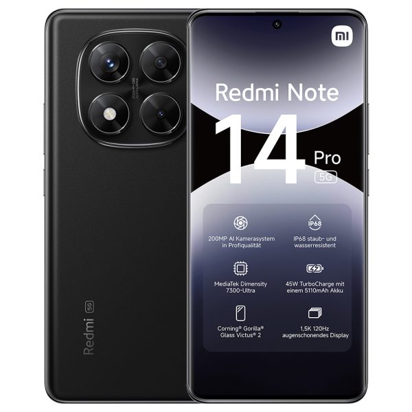 Redmi Note 14 Pro - Mobiltelefon - 256 GB - Midnight Black - Magenta Edition