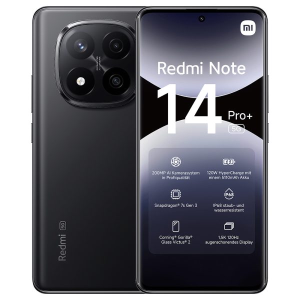 Redmi Note 14 Pro+ - Mobiltelefon - 256 GB - Midnight Black - Magenta Edition