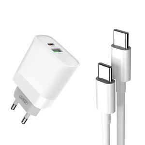 XO Wall Charger L64 QC3.0/PD Duo Set mit USB-C auf USB-C Kabel